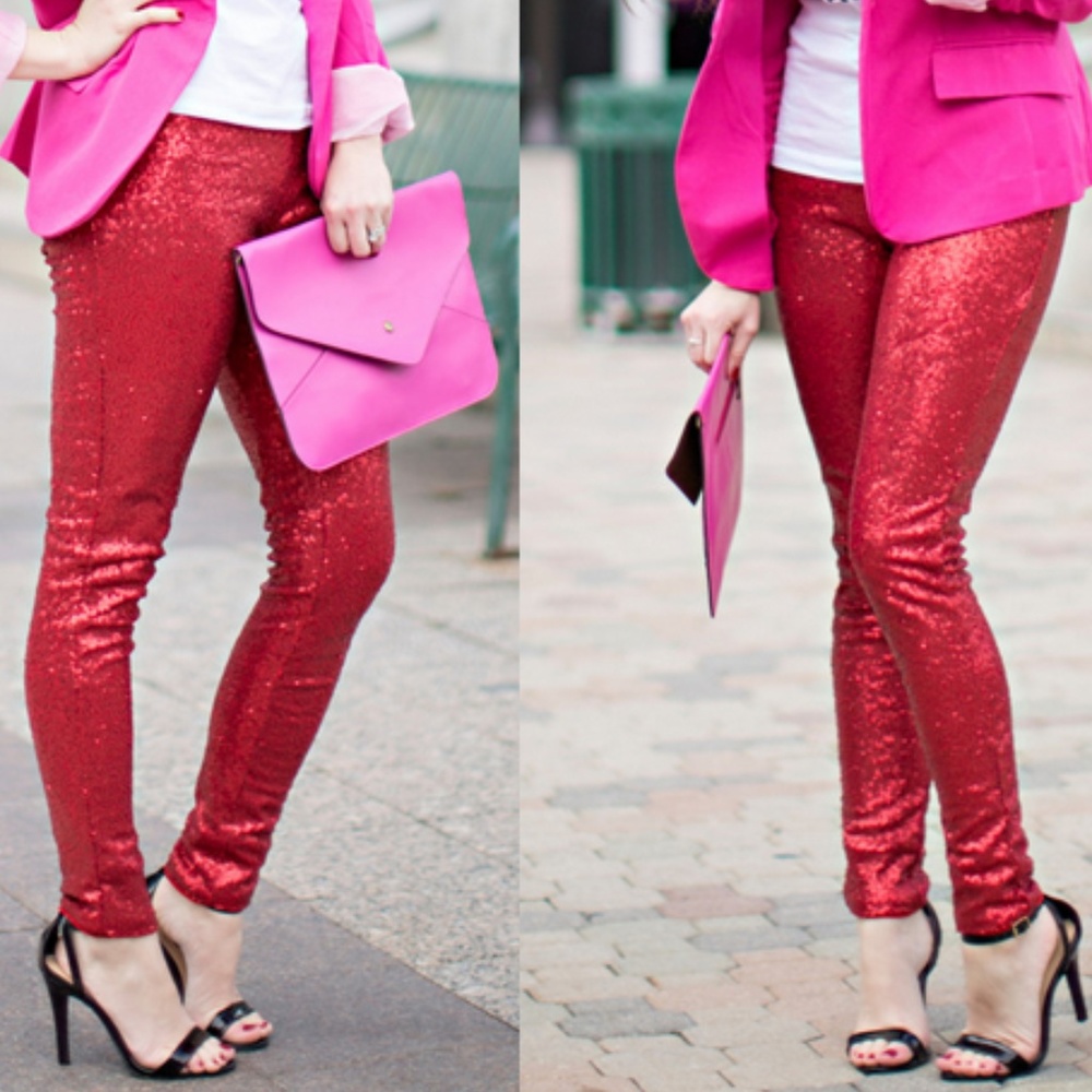 Pants RED SEQUIN PANTS - Picture 4 of 4